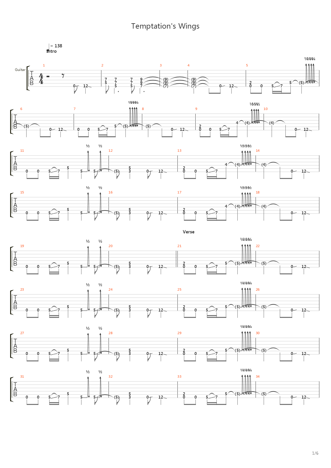 Temptations Wings吉他谱