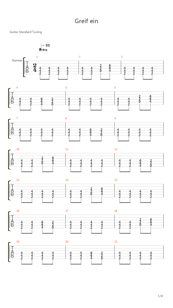 Greif Ein吉他谱