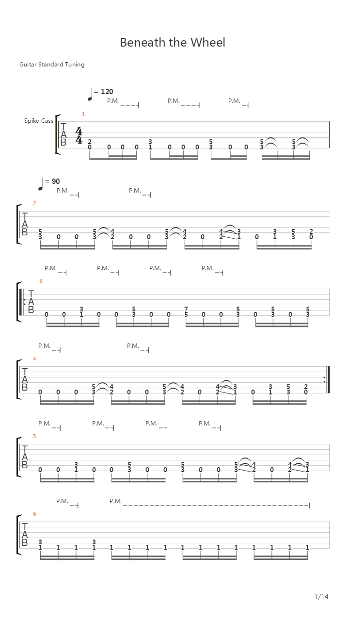 Beneath The Wheel吉他谱