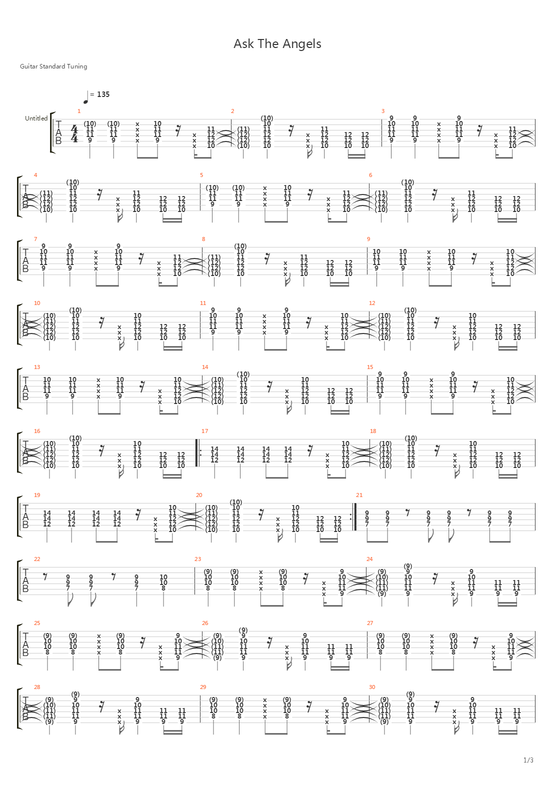 Ask The Angels吉他谱