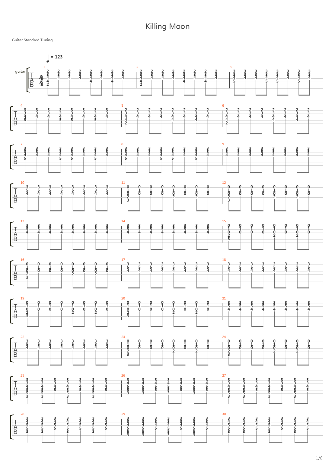 Killing Moon吉他谱