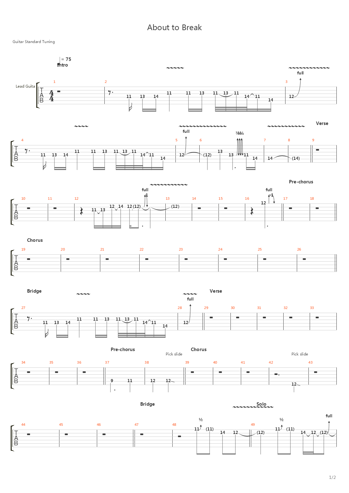 About To Break吉他谱