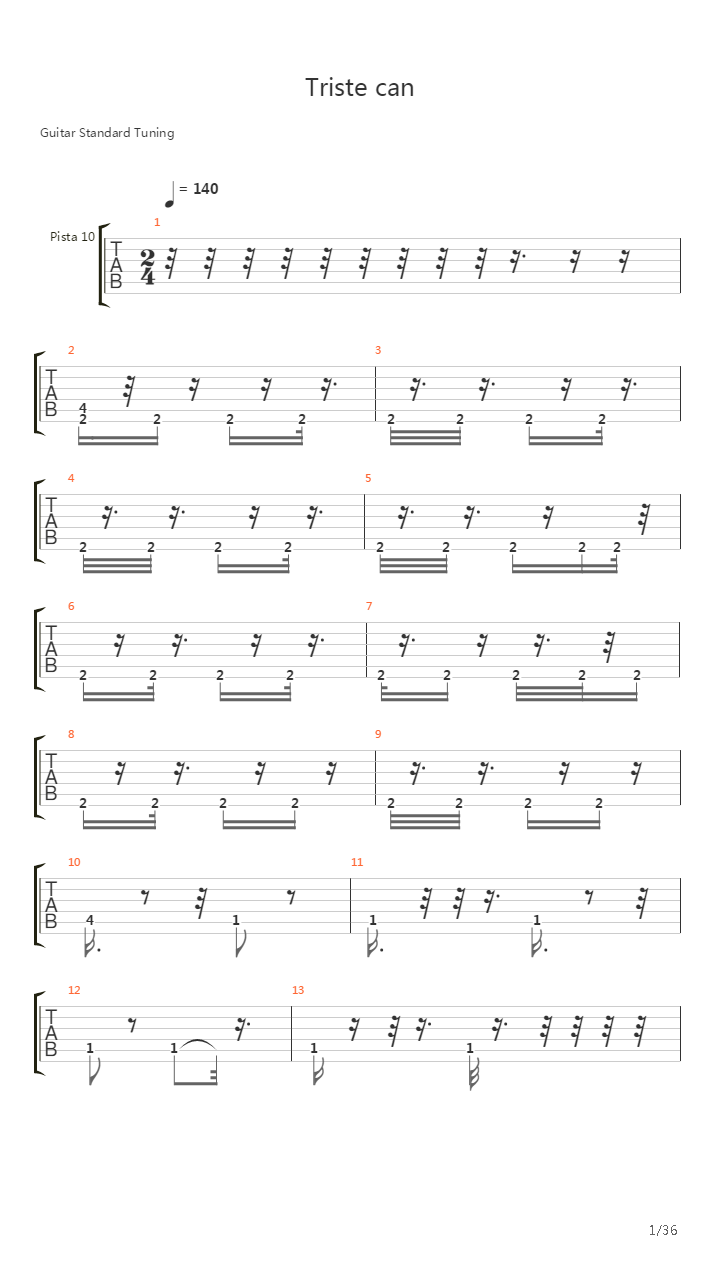 Triste Cancion De Amor吉他谱
