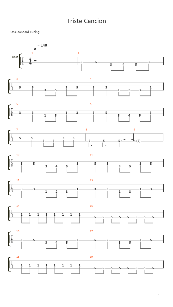 Triste Cancion吉他谱