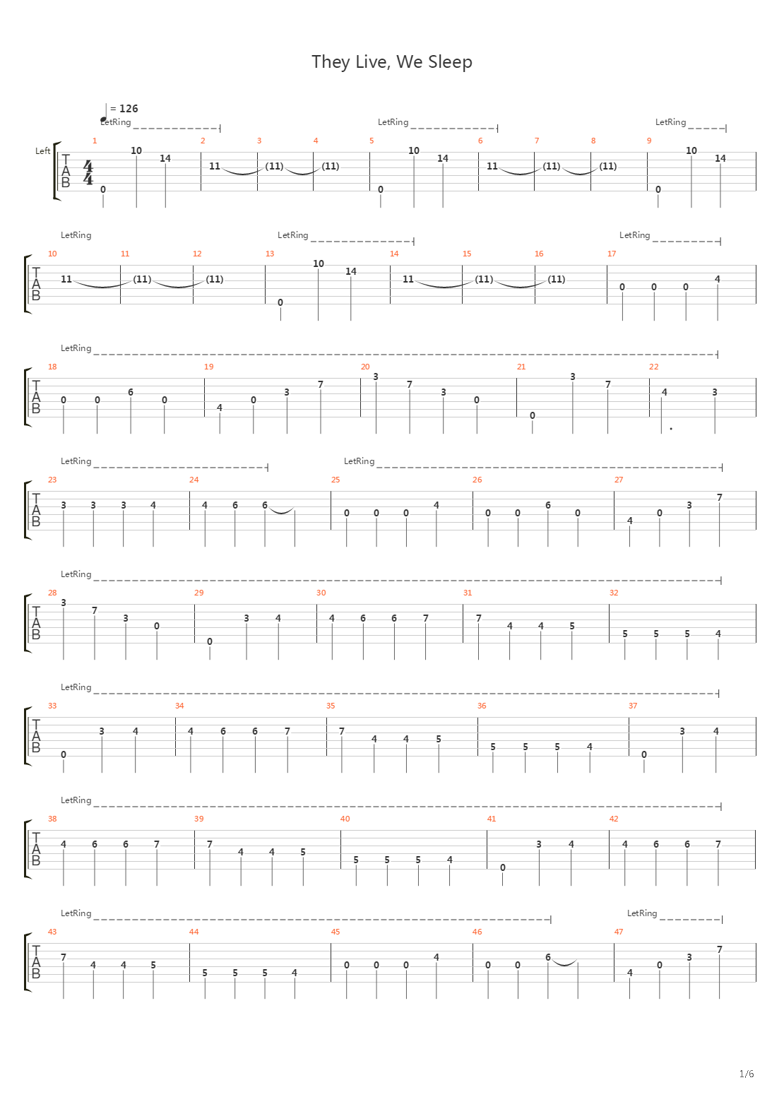 They Live We Sleep吉他谱