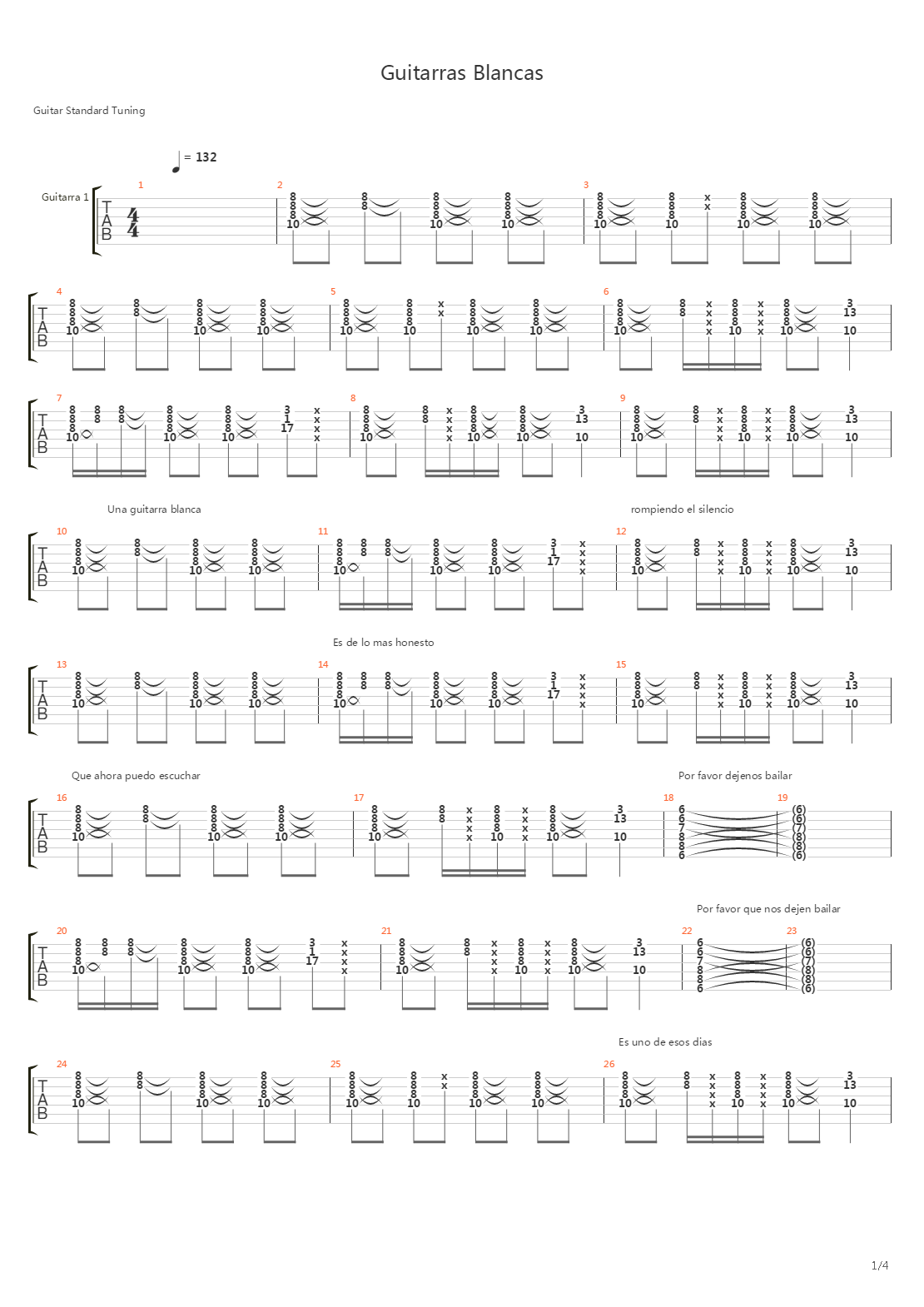 Guitarras Blancas吉他谱