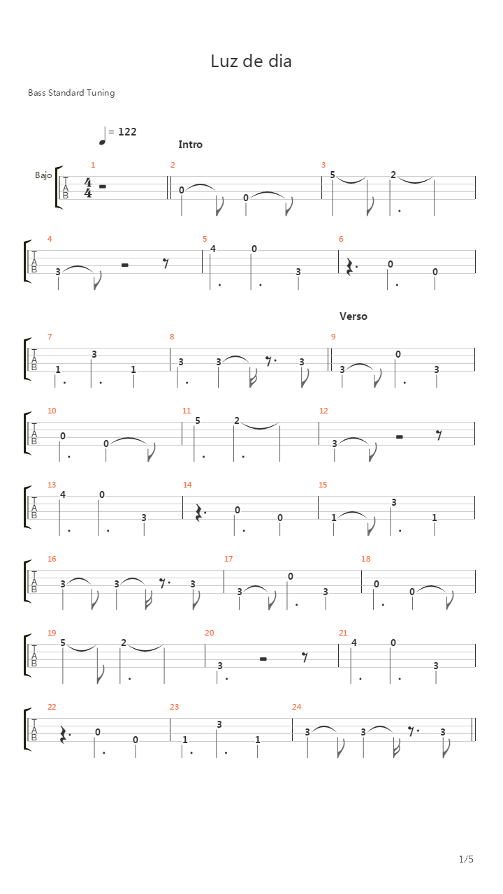 Luz De Dia吉他谱