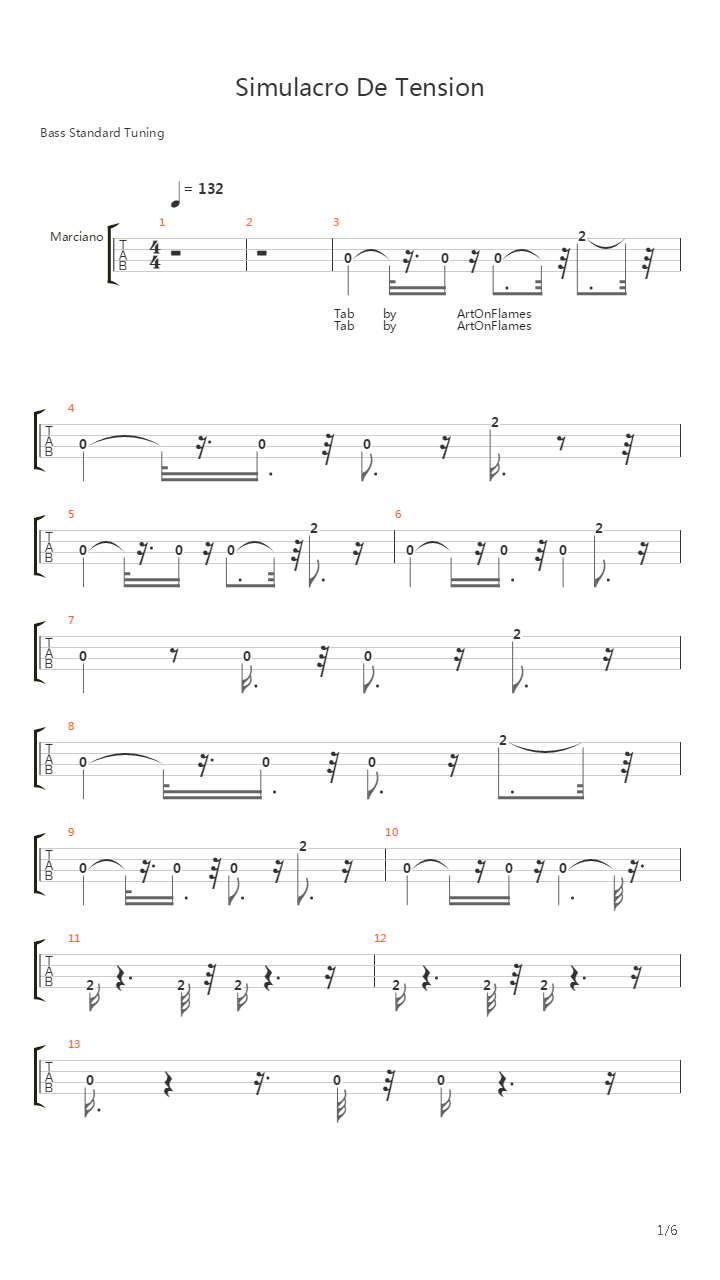 Simulacro De Tension吉他谱