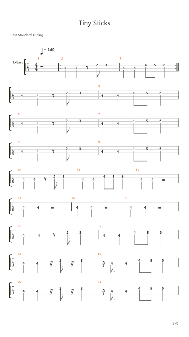 Tiny Sticks吉他谱