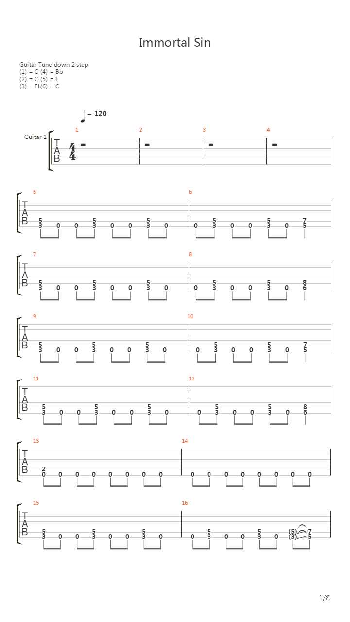 Immortal Sin吉他谱