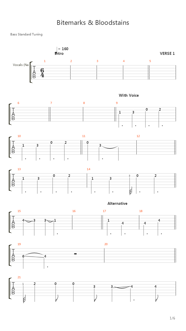 Bitemarks And Bloodstains吉他谱