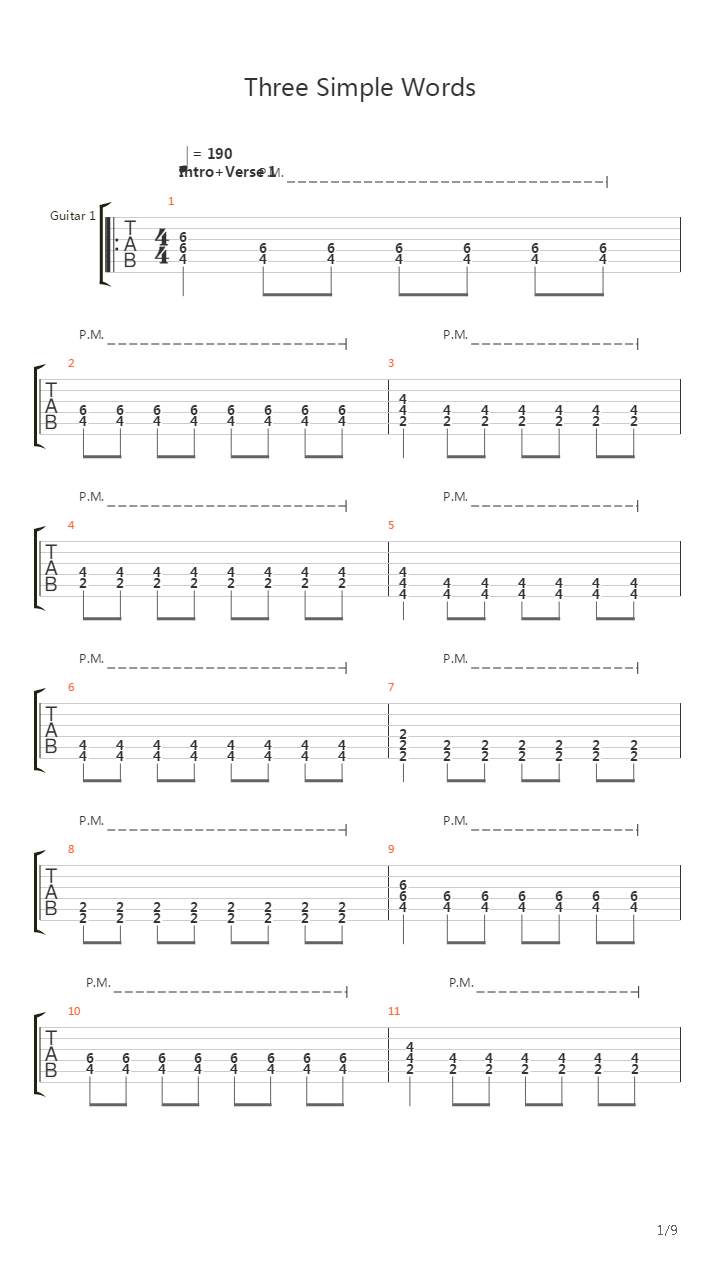 Three Simple Words吉他谱