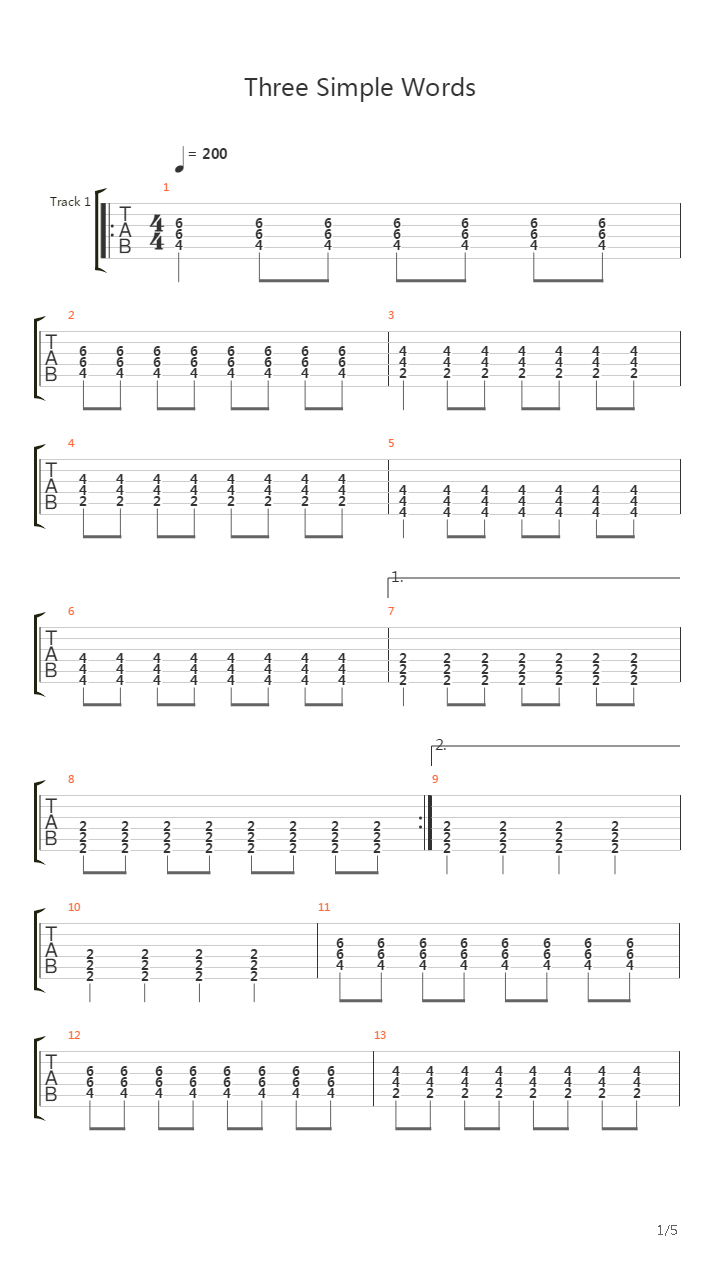 Three Simple Words吉他谱