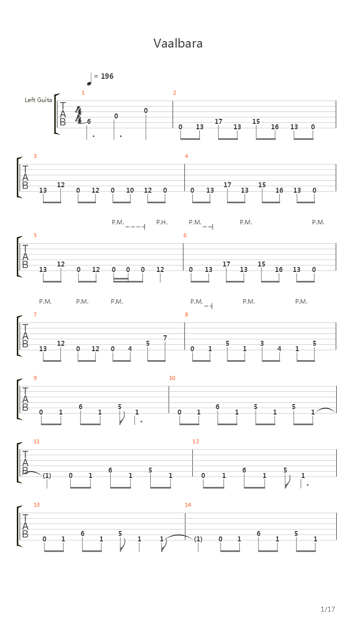 Vaalbara吉他谱