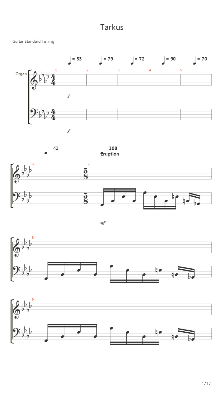 Tarkus Part I - Eruption吉他谱