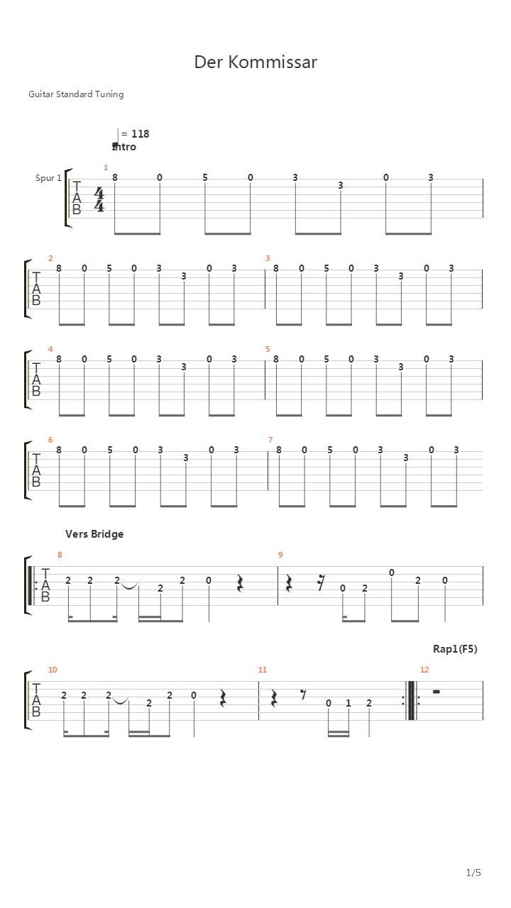 Der Kommissar吉他谱