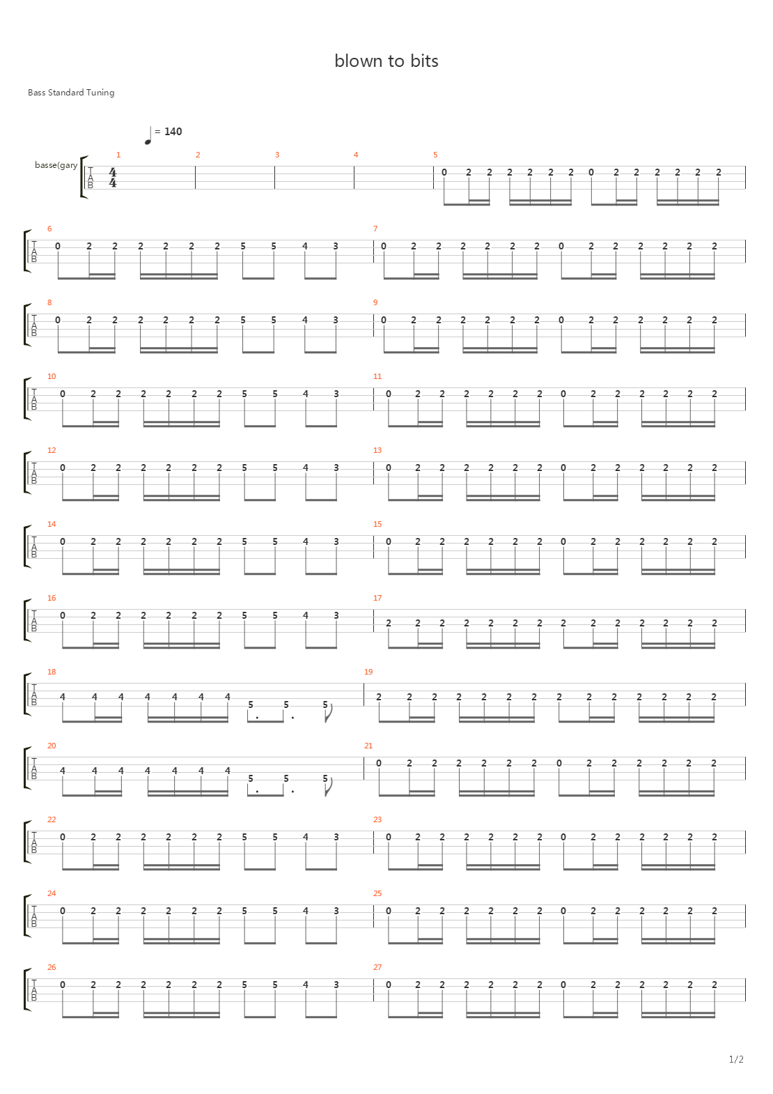Blown To Bits吉他谱