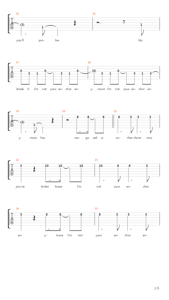 Anchor吉他谱