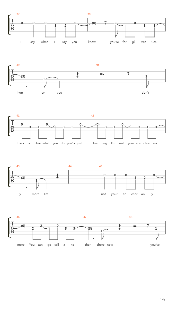 Anchor吉他谱