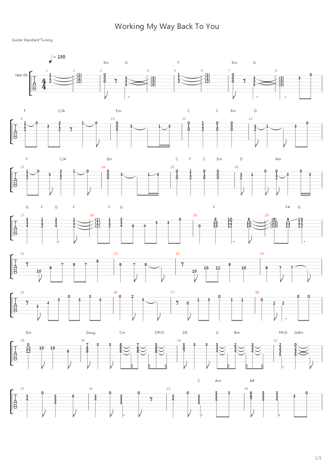 Working My Way Back To You吉他谱
