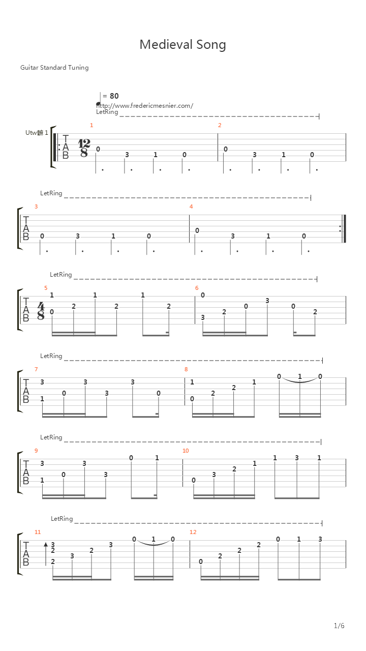 Medieval Song吉他谱