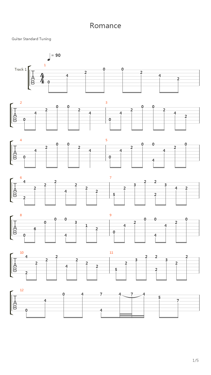 Romance吉他谱