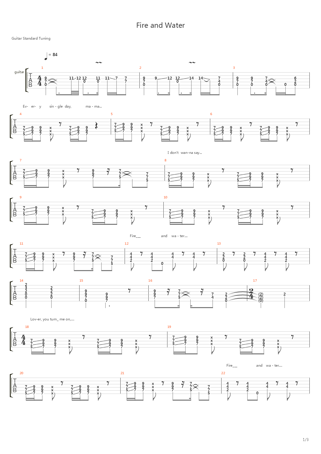 Fire And Water吉他谱
