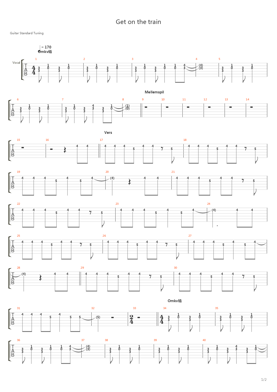 Get On The Train吉他谱