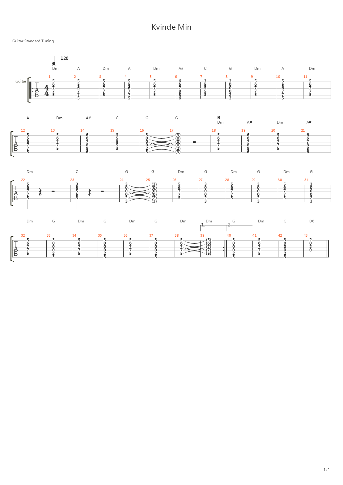 Kvindemin吉他谱