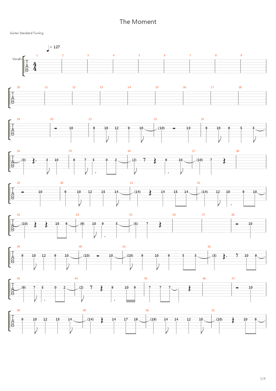 The Moment吉他谱
