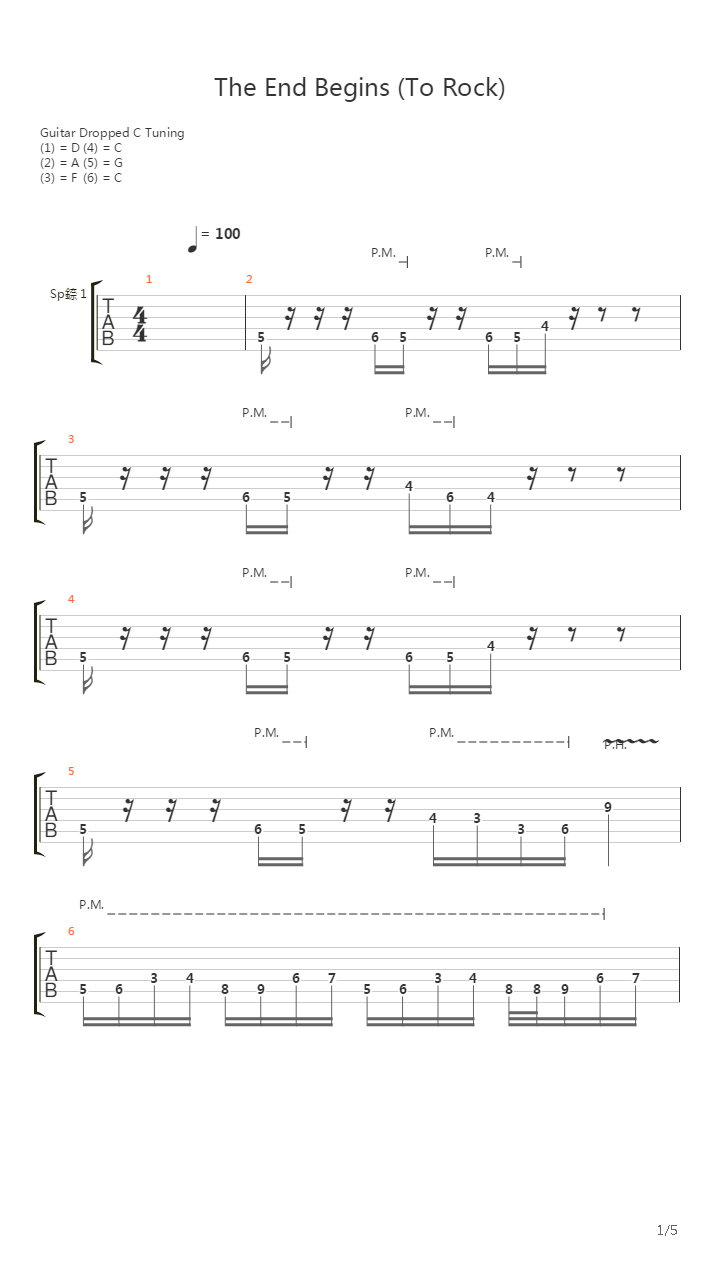 The End Begins To Rock吉他谱