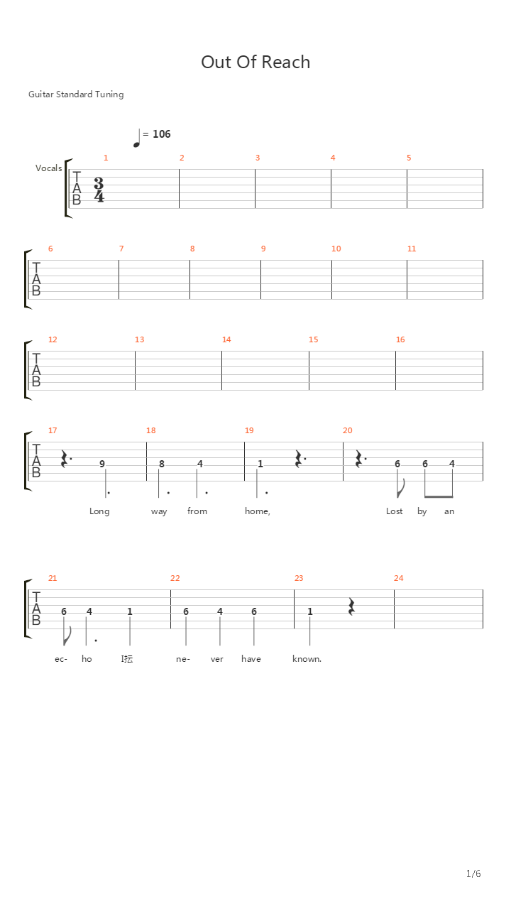 Out Of Reach吉他谱
