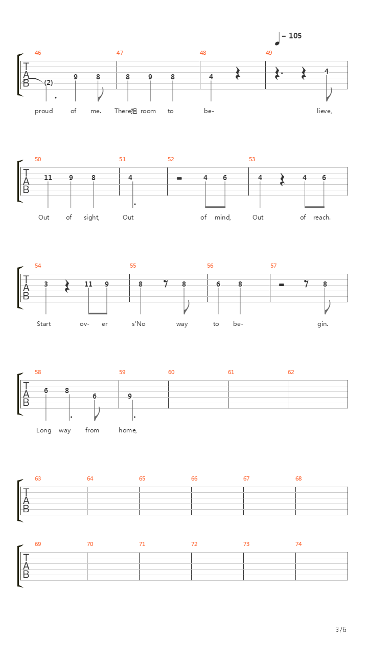 Out Of Reach吉他谱