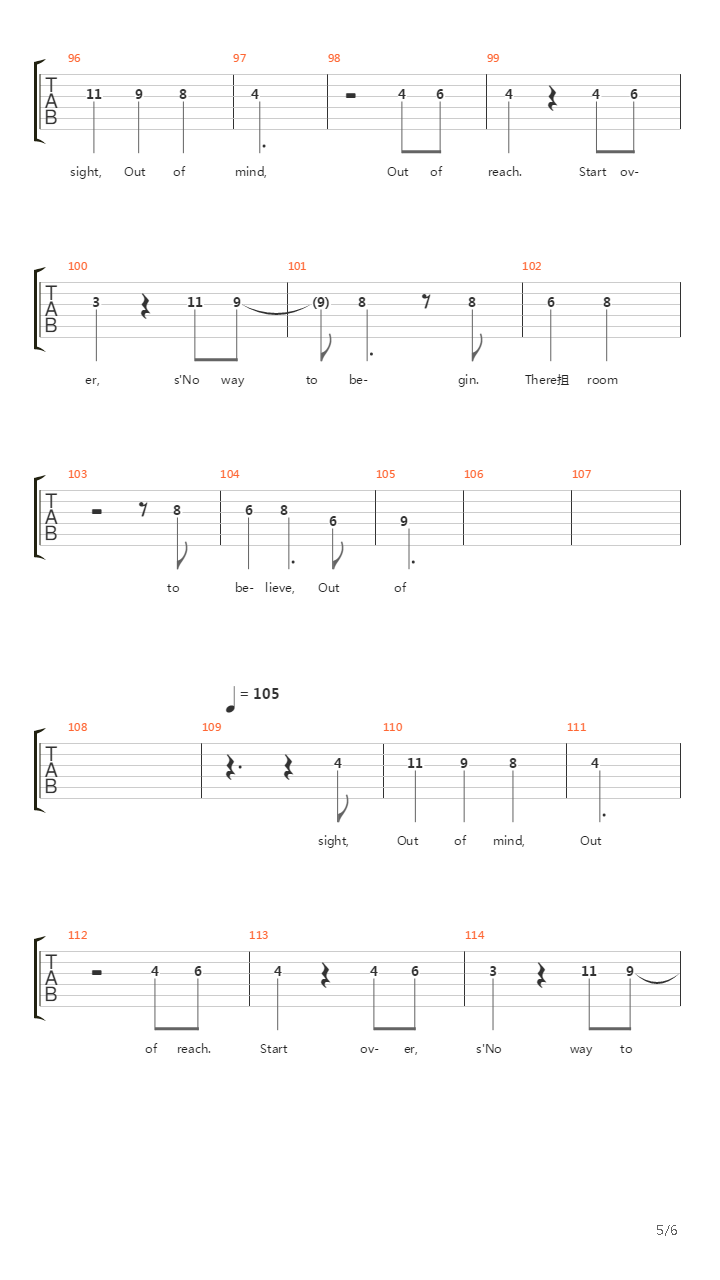 Out Of Reach吉他谱