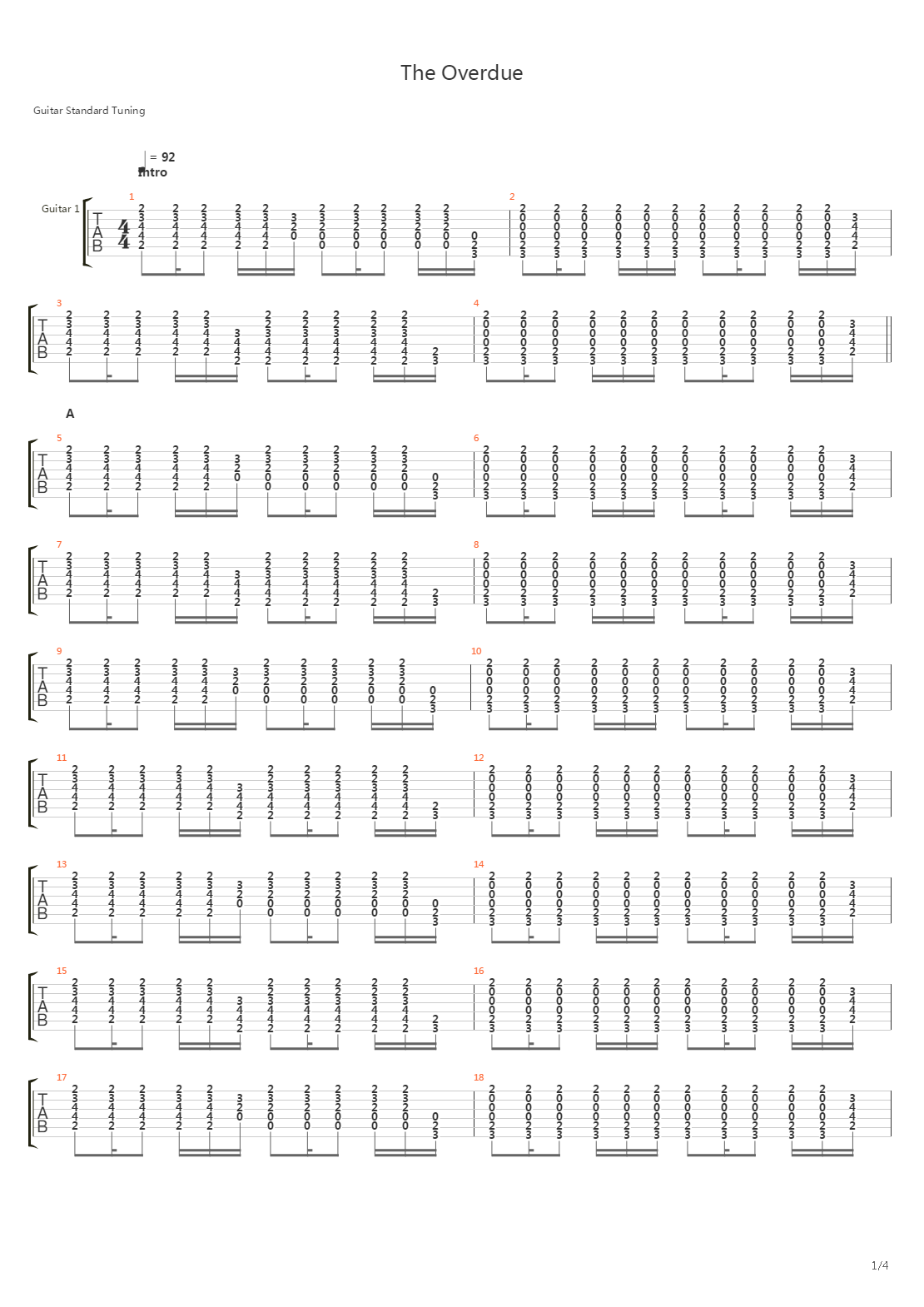 Overdue吉他谱