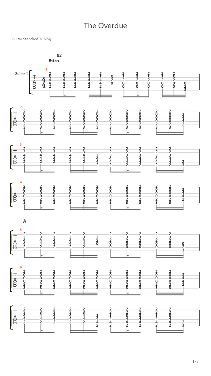 Overdue吉他谱