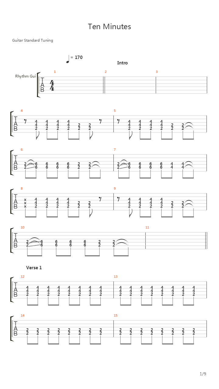 Ten Minutes吉他谱