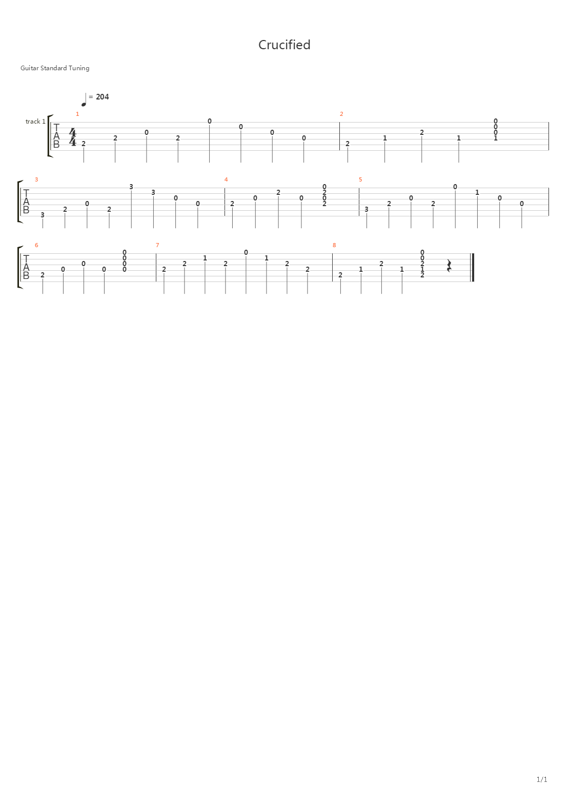 Crucified吉他谱