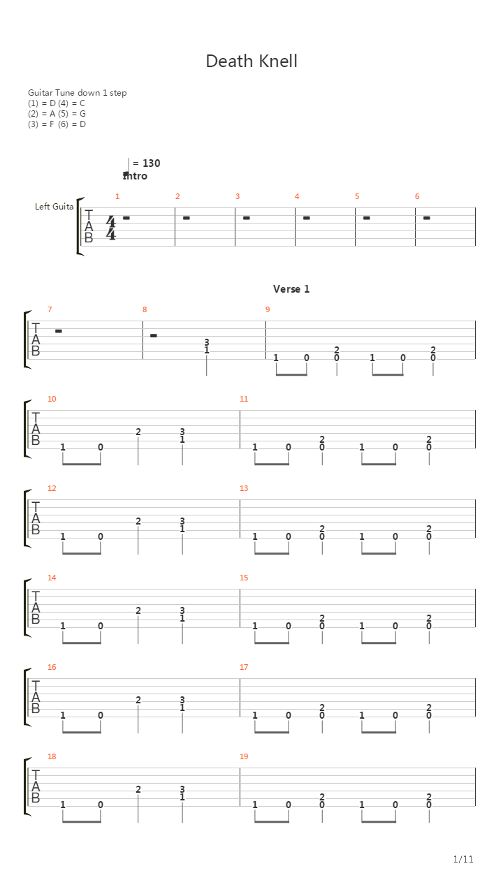 Death Knell吉他谱