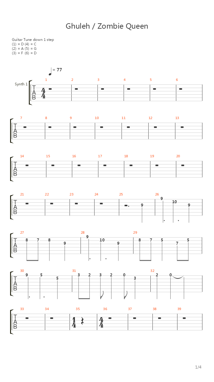 Ghuleh Zombie Queen吉他谱