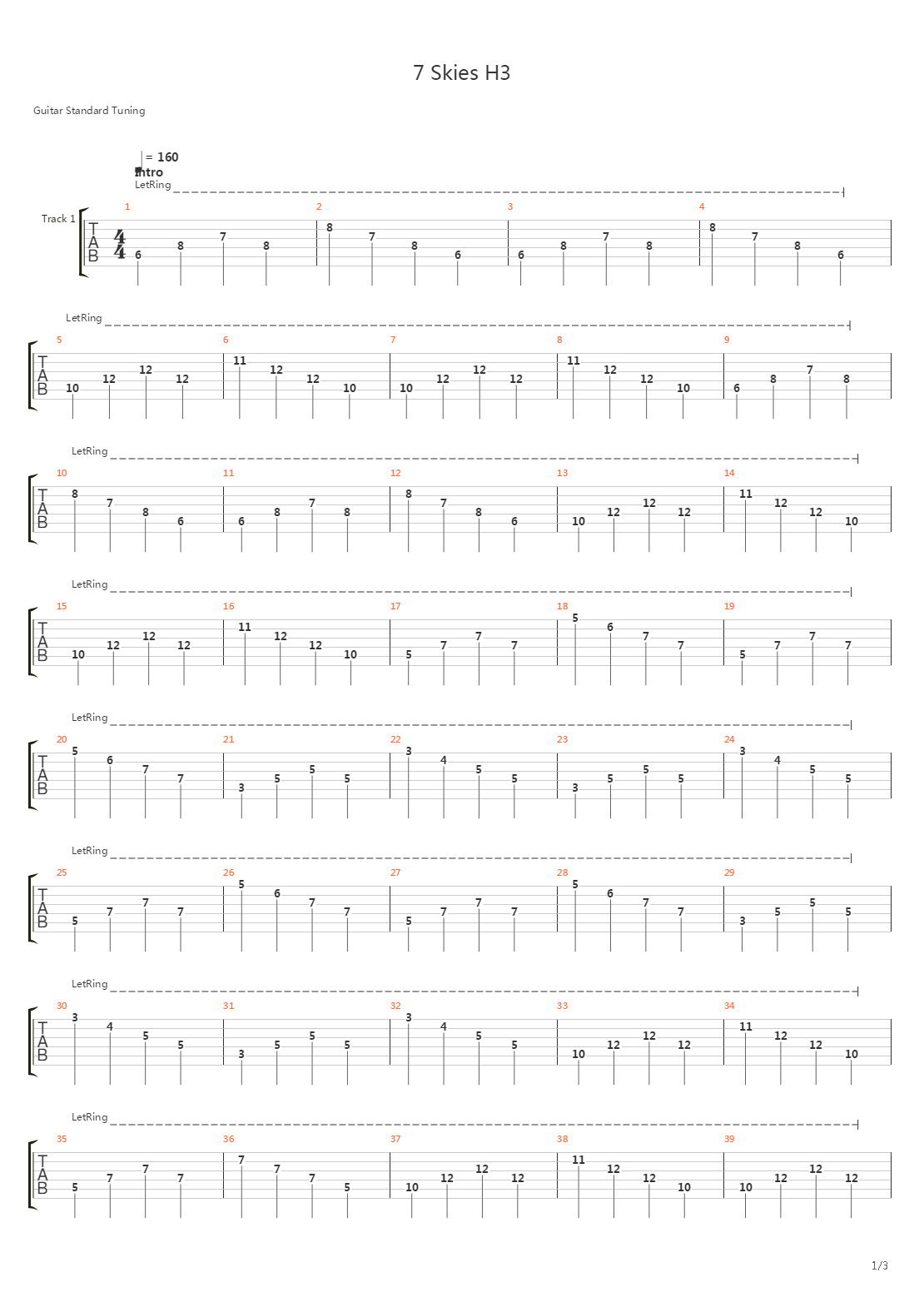 7 Skies H3吉他谱