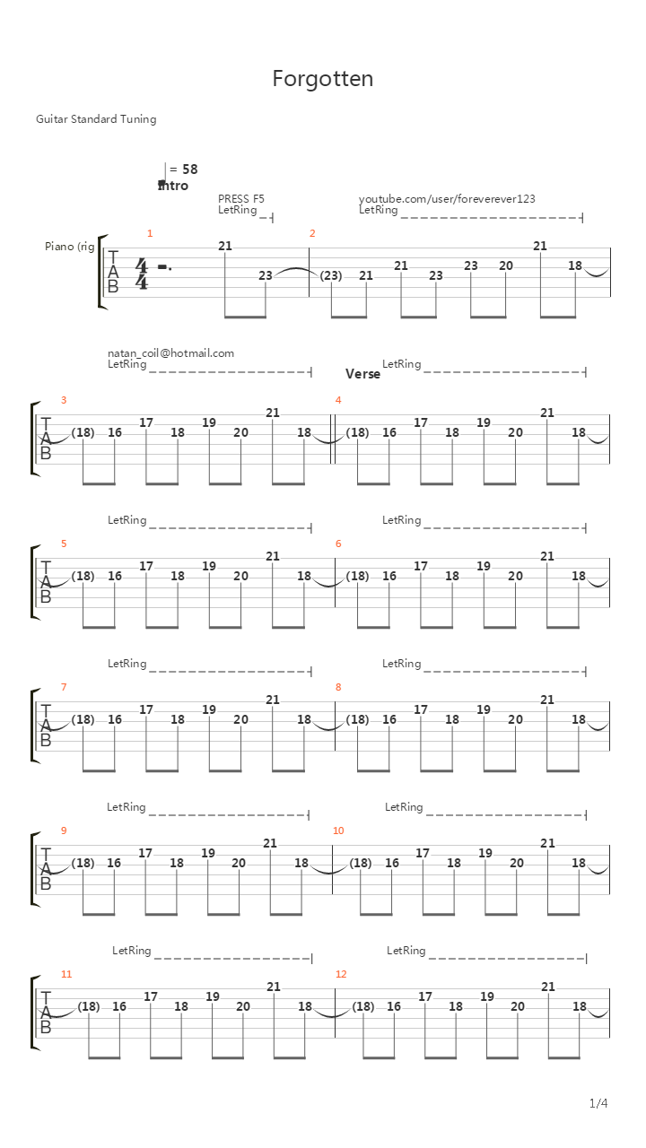 Forgotten吉他谱