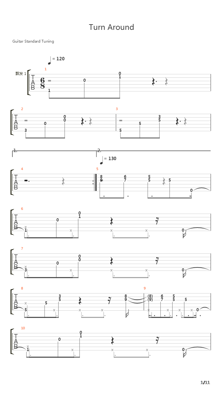 Turn Around吉他谱