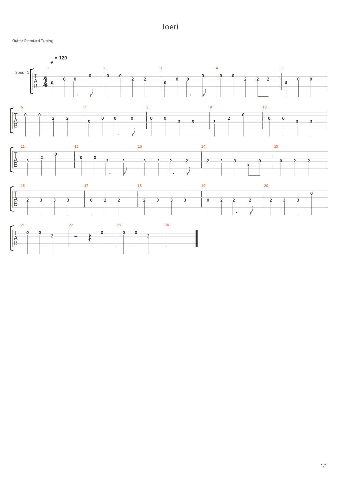 Joeri吉他谱