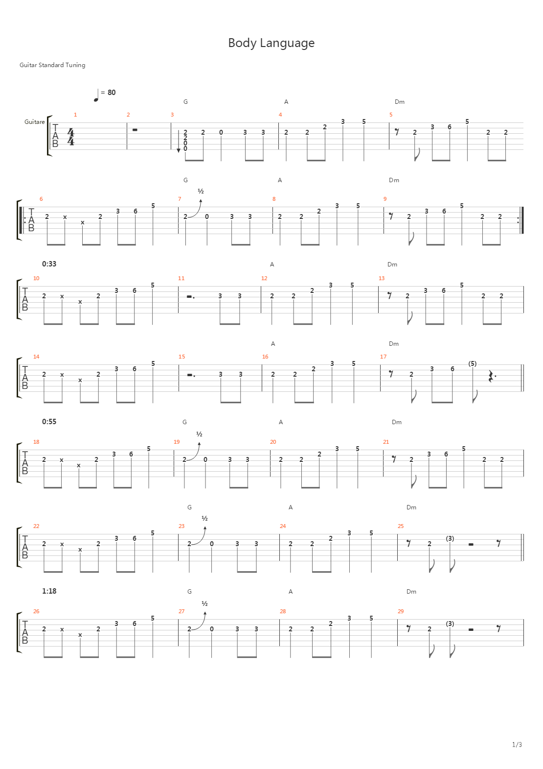 Body Language吉他谱