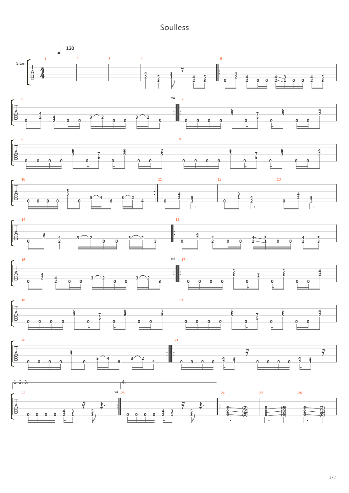Soulless吉他谱