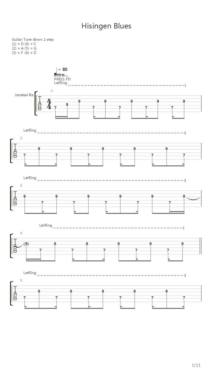Hisingen Blues吉他谱