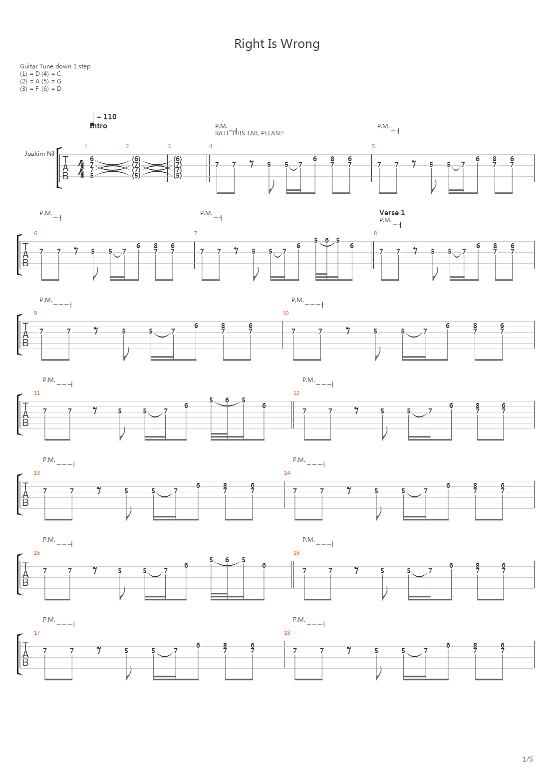 Right Is Wrong吉他谱
