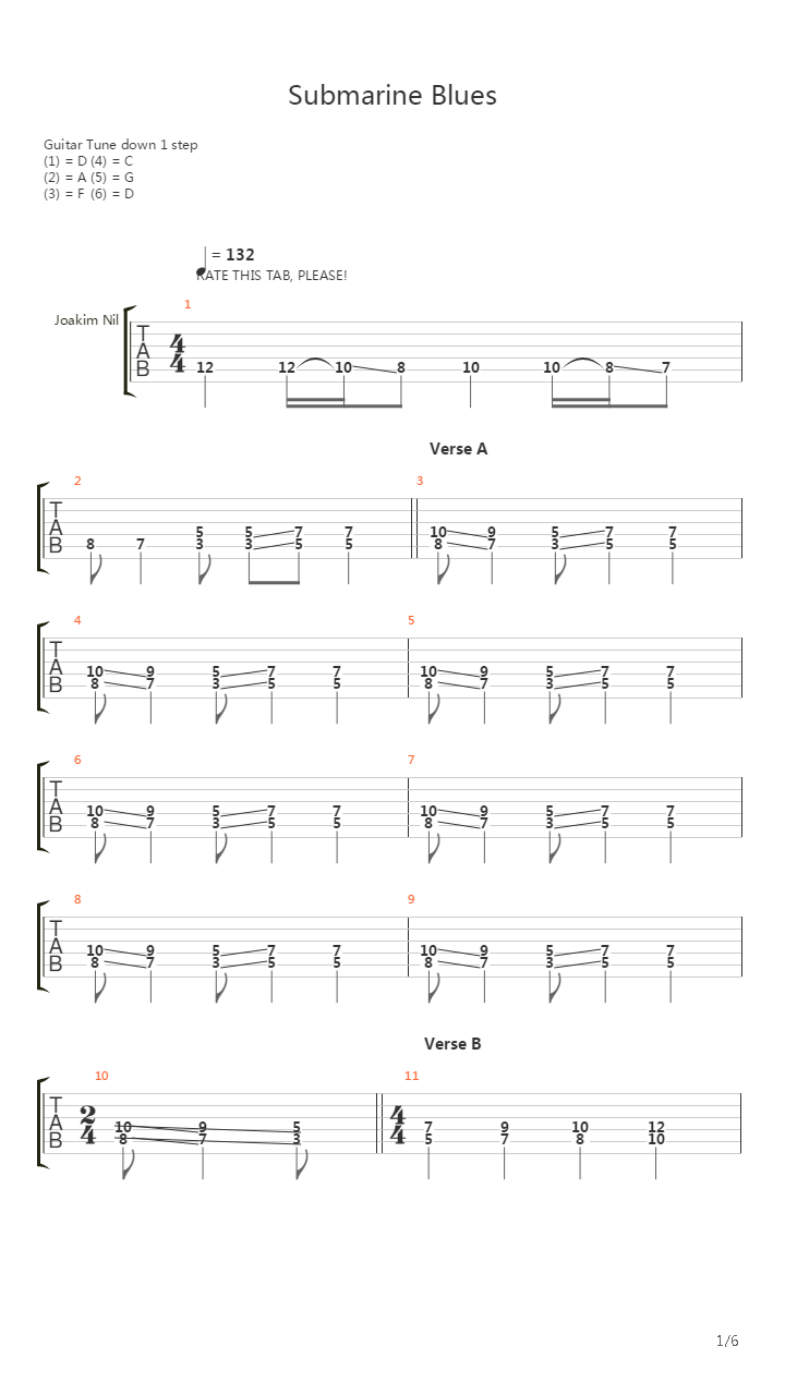 Submarine Blues吉他谱