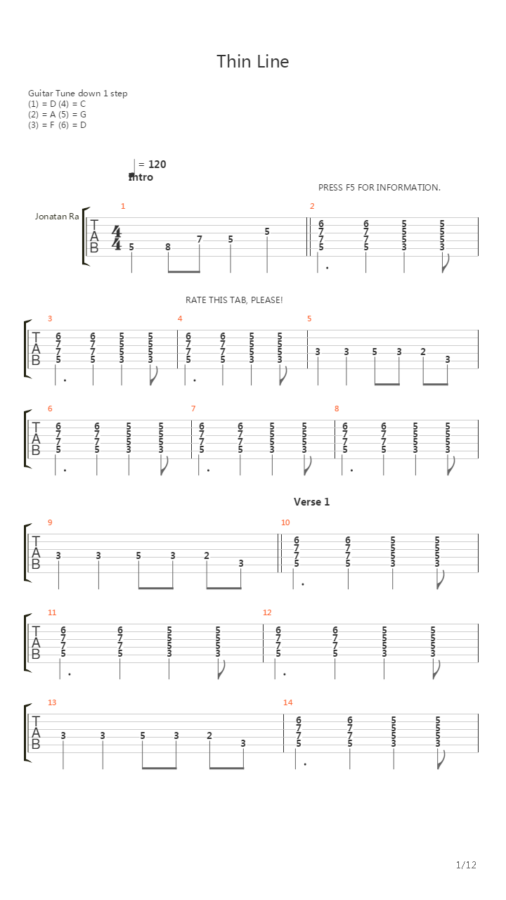 Thin Line吉他谱